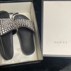 Gucci Black Sandals with Crystal Accents web 37 or 7